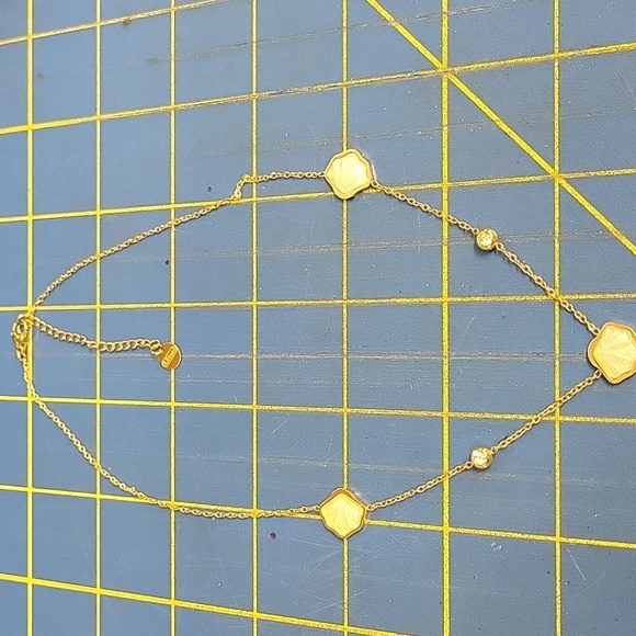 Pearl & Diamond Faux Gold Sterling Silver 16" + 2" Extension Necklace - Picture 1 of 5